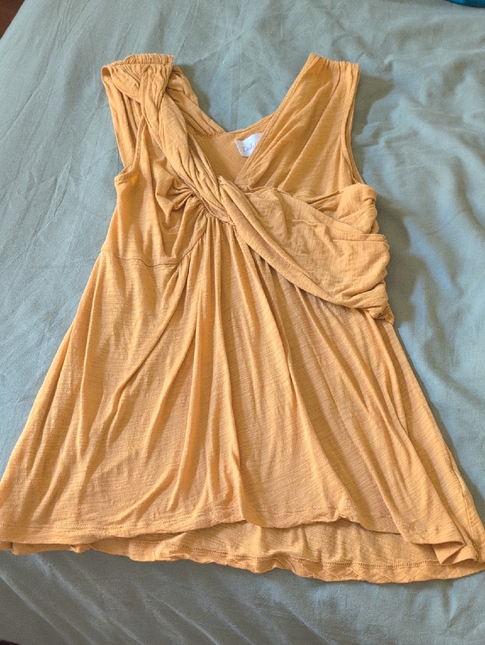 Anthropologie- Deletta Yellow Slubbed Twist Top XS